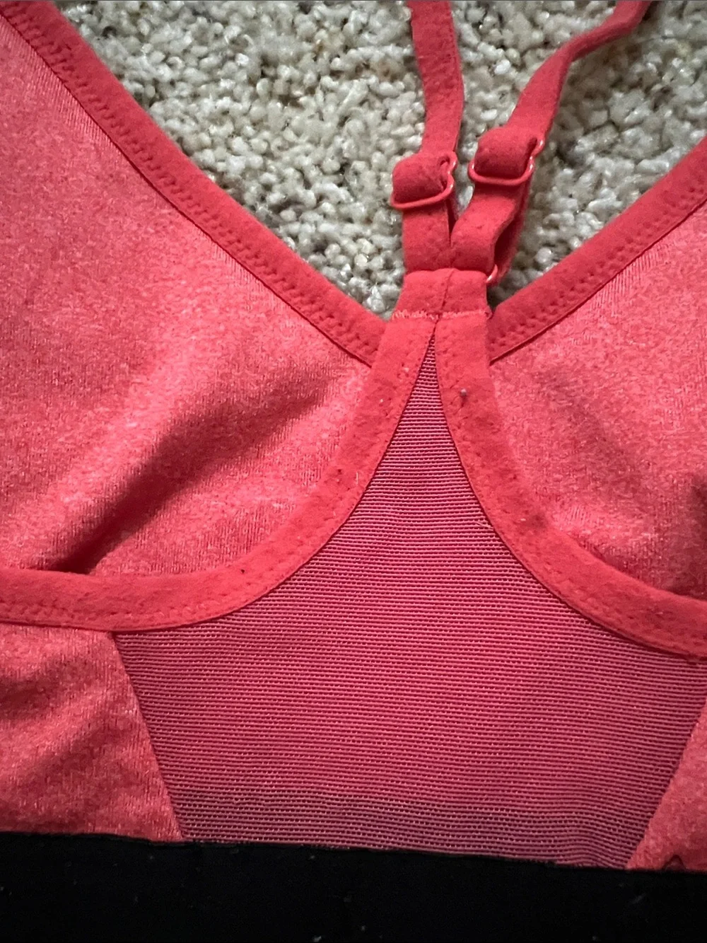 Nike Coral Pink V‑Neck Sports Bra with Black Band